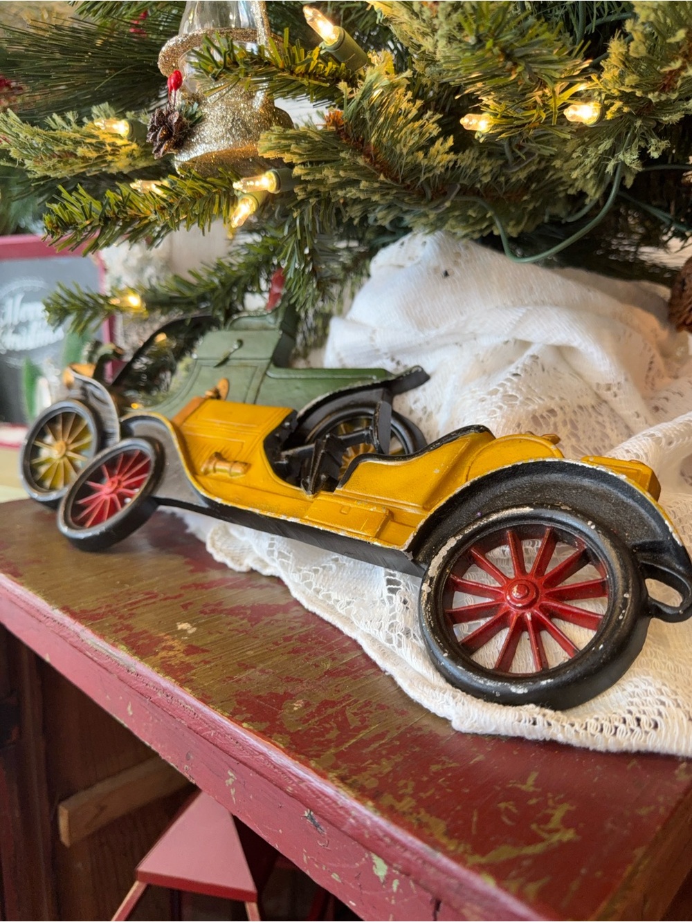 Yellow  and Green Vintage Toy Cars Decorative Wall Accents